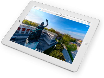 ipad_Best_Drohne-Bavaria iPad Darstellung virtueller 360° Grad Drohnen Flug